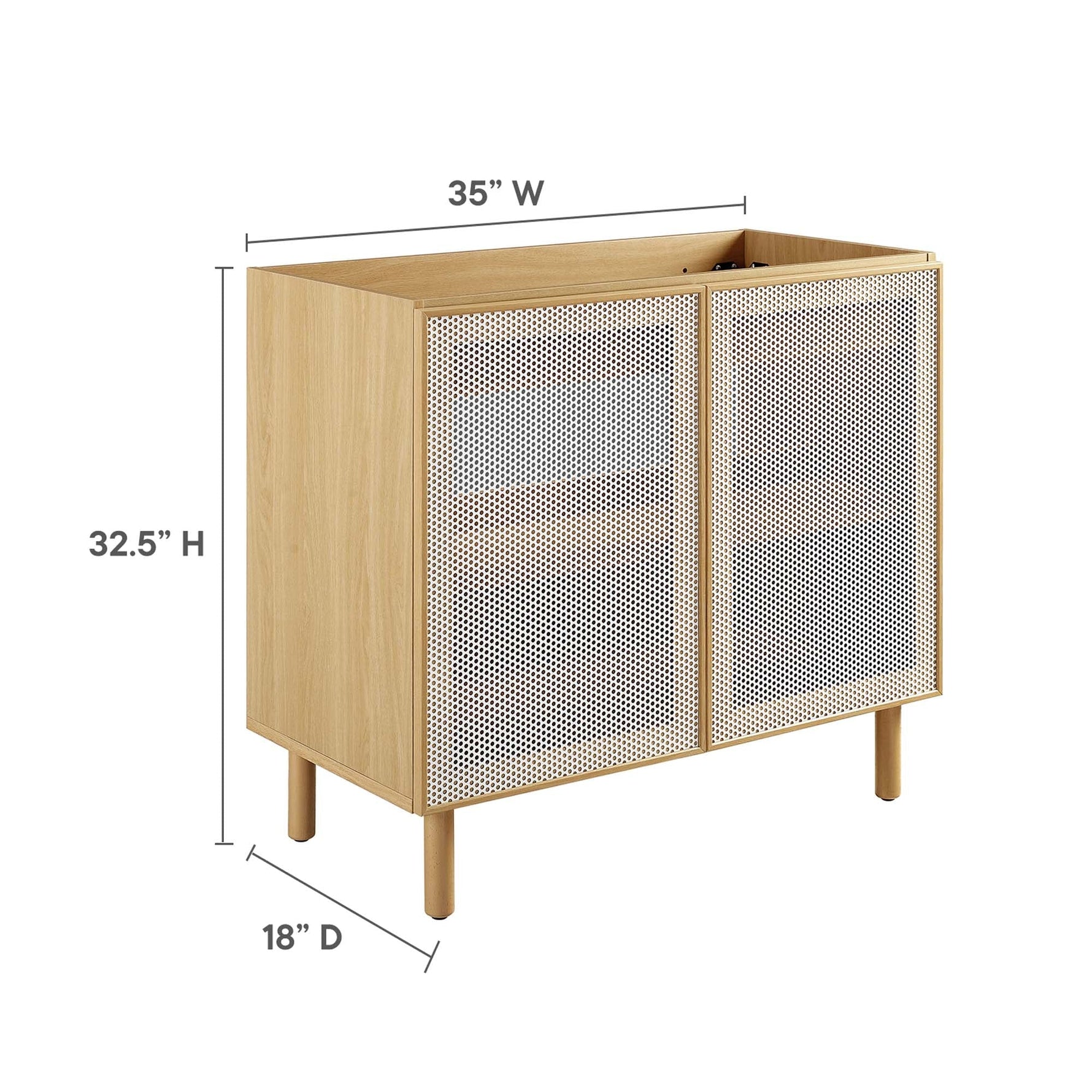 Calla 36" Perforated Metal Bathroom Vanity Cabinet by Modway