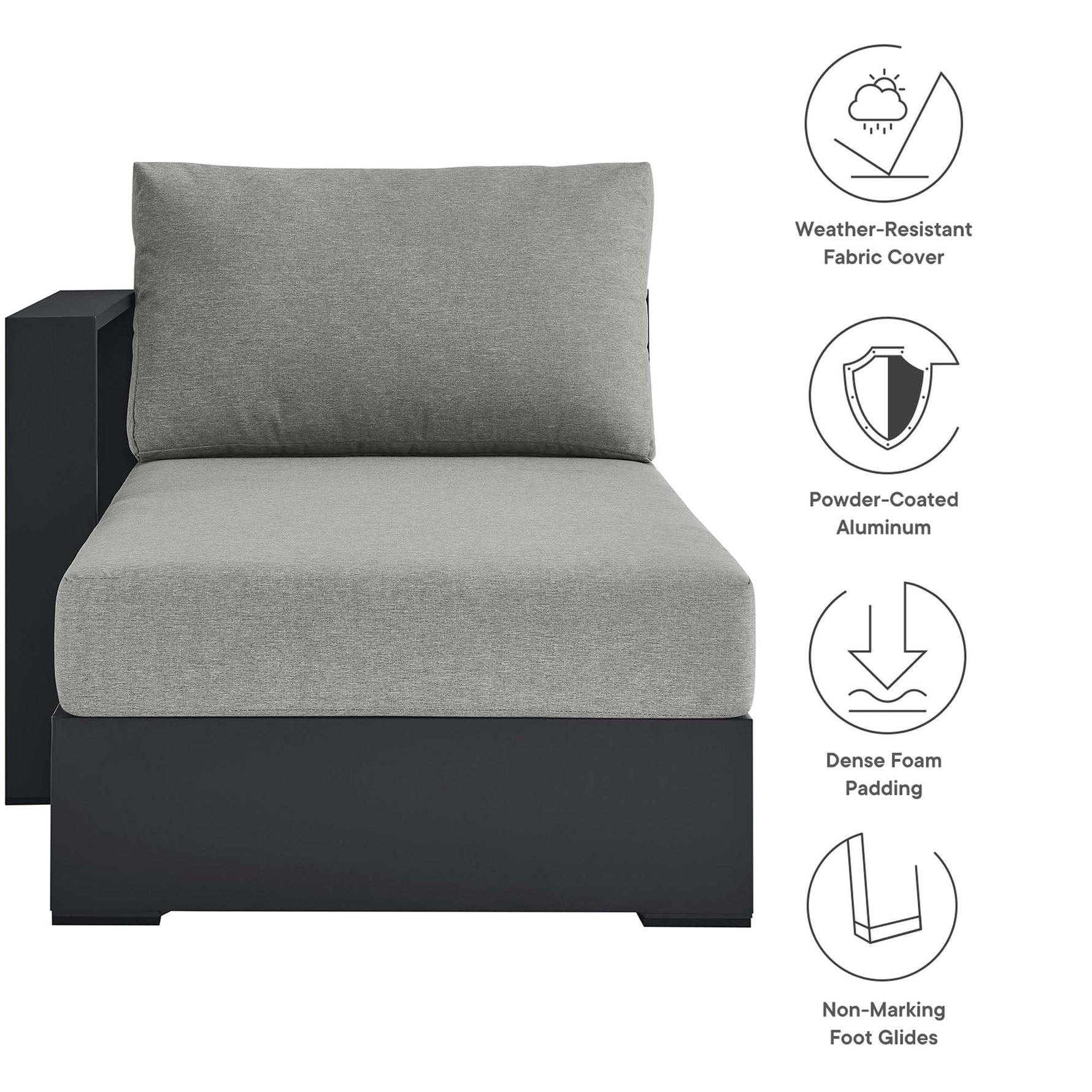 Tahoe Outdoor Patio Powder-Coated Aluminum Left-Facing Chaise Lounge