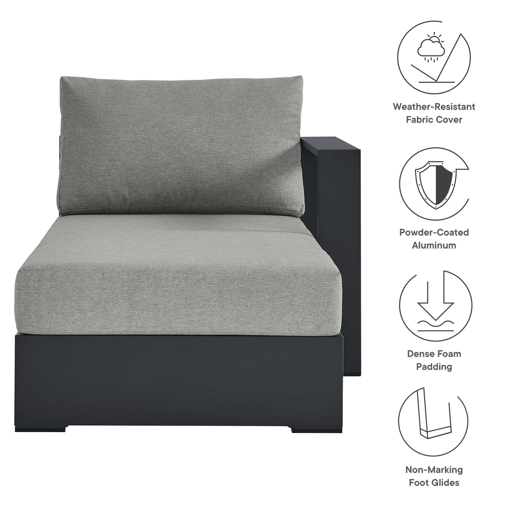 Tahoe Outdoor Patio Powder-Coated Aluminum Right-Facing Chaise Lounge