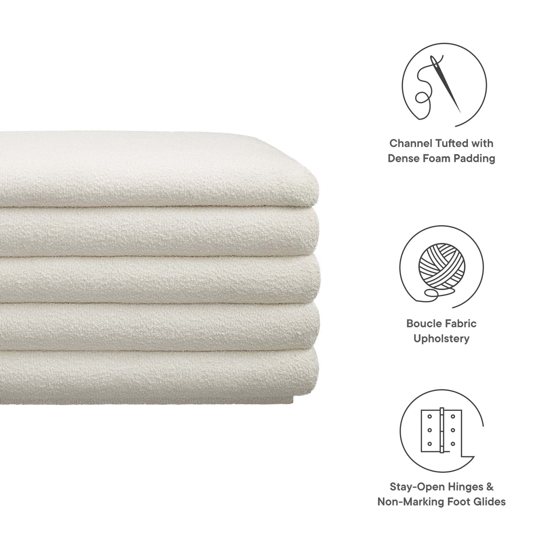 Mezzo Boucle Upholstered Storage Bench by Modway