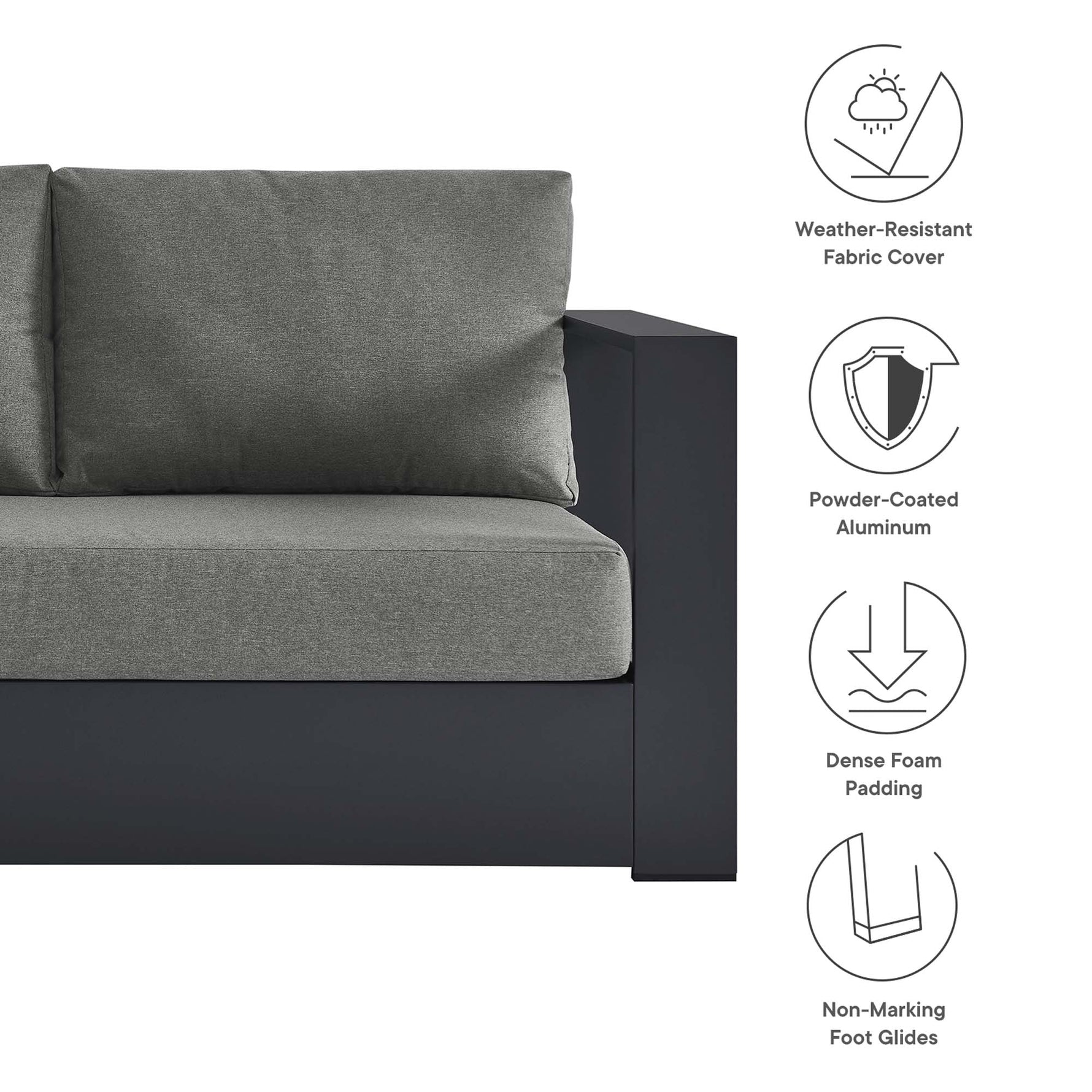 Tahoe 3-Piece Outdoor Patio Powder-Coated Aluminum Sectional Sofa by Modway