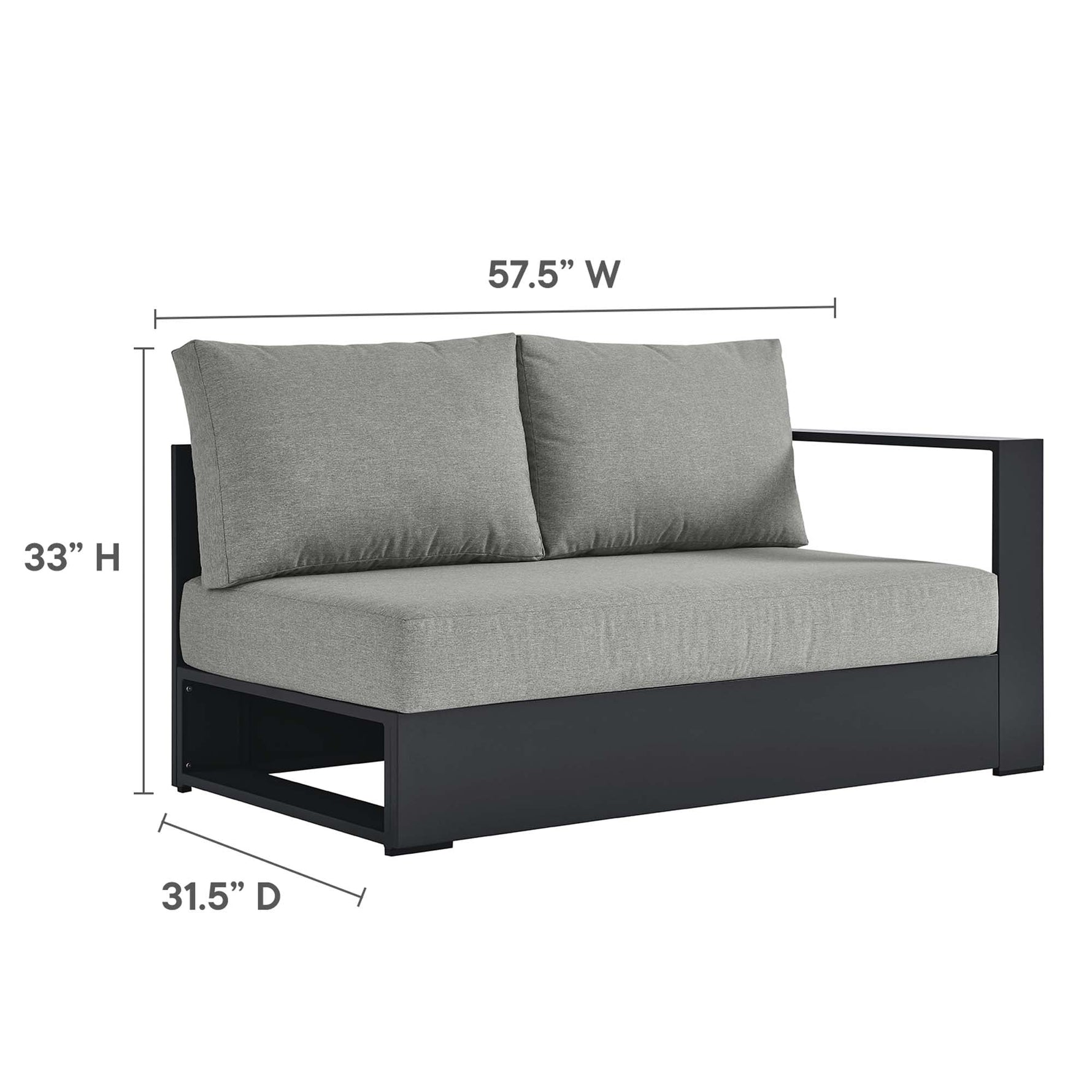 Tahoe 3-Piece Outdoor Patio Powder-Coated Aluminum Sectional Sofa by Modway