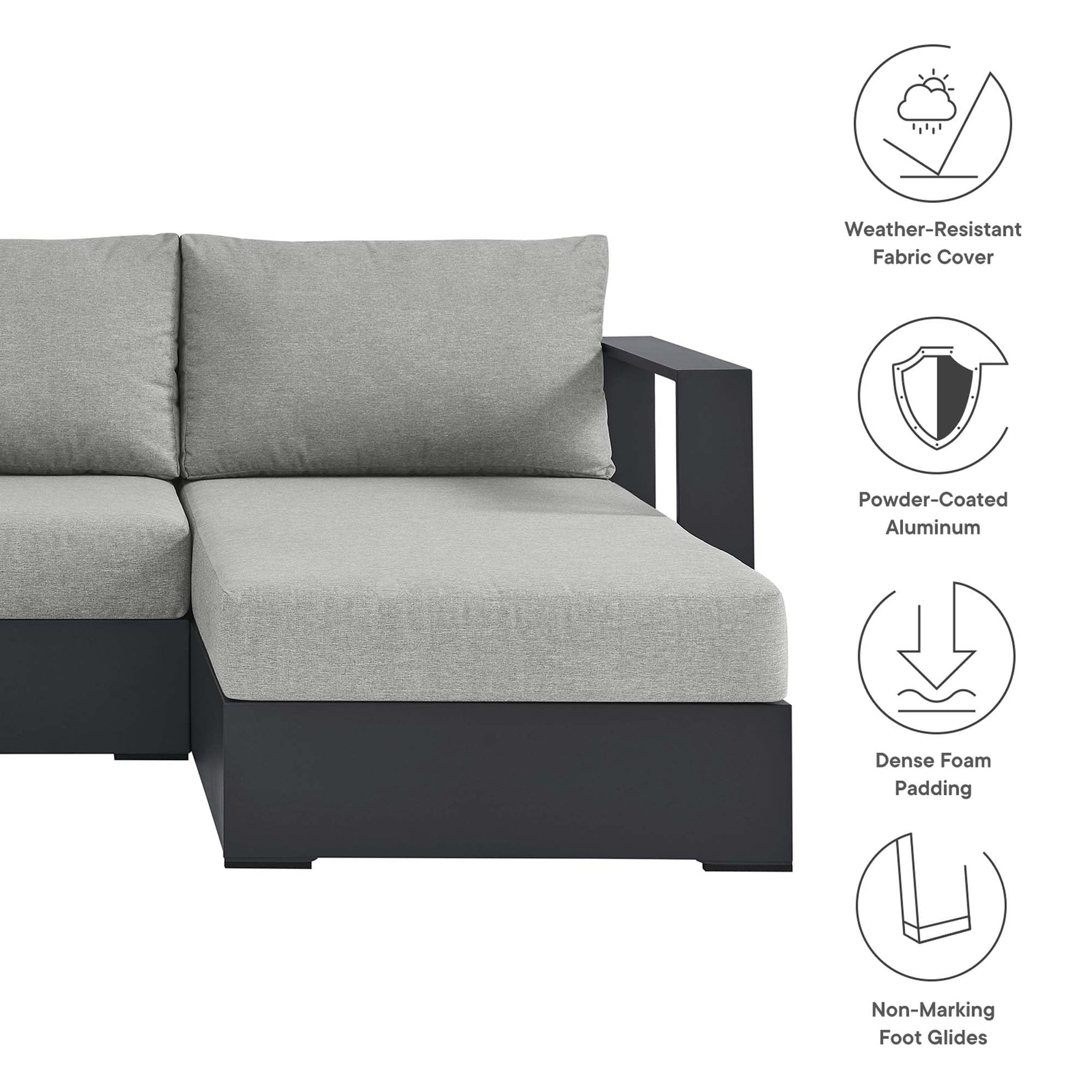 Tahoe 3-Piece Outdoor Patio Powder-Coated Aluminum Sectional Sofa Set