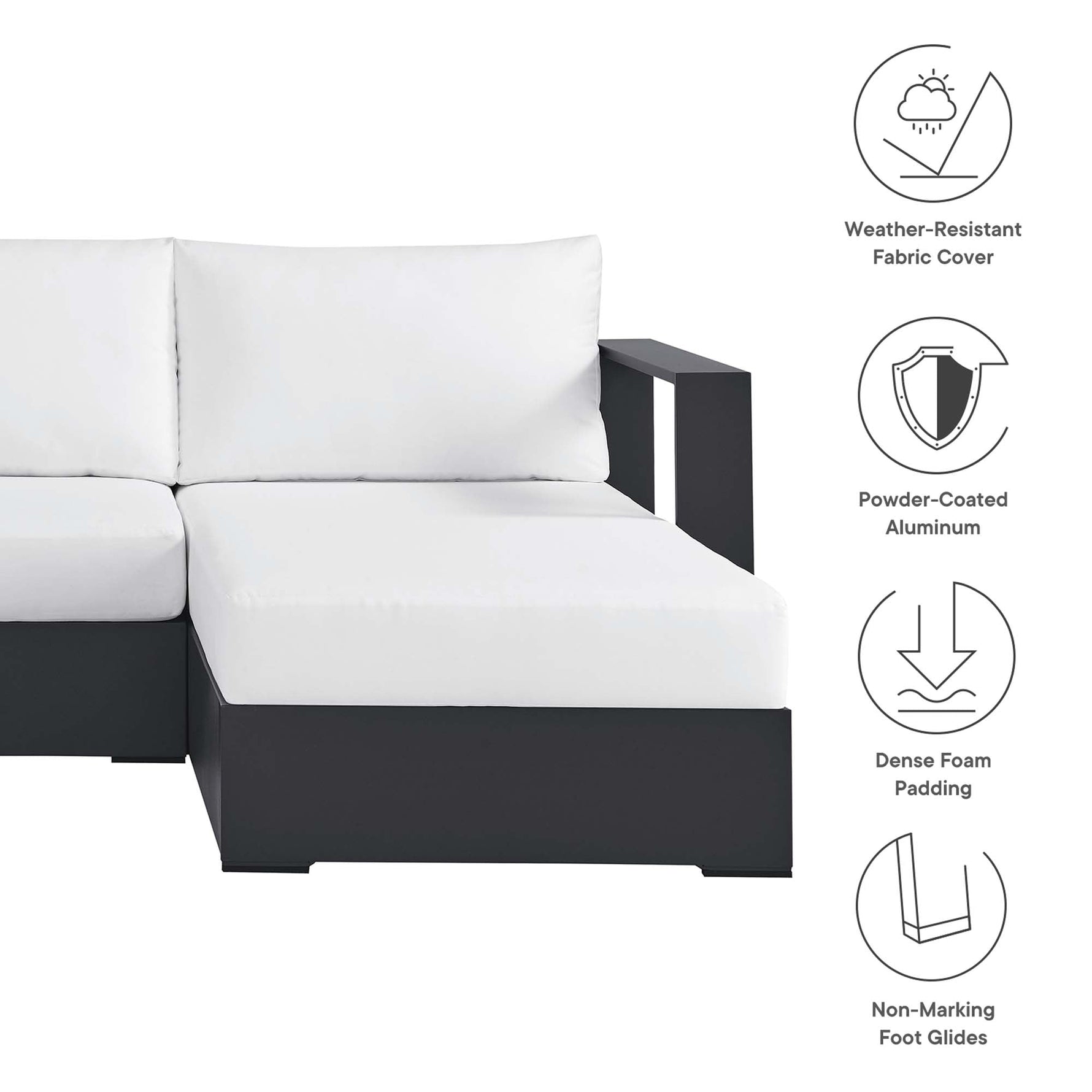 Tahoe 3-Piece Outdoor Patio Powder-Coated Aluminum Sectional Sofa Set