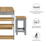 Galley 3-Piece Kitchen Island and Stool Set by Modway