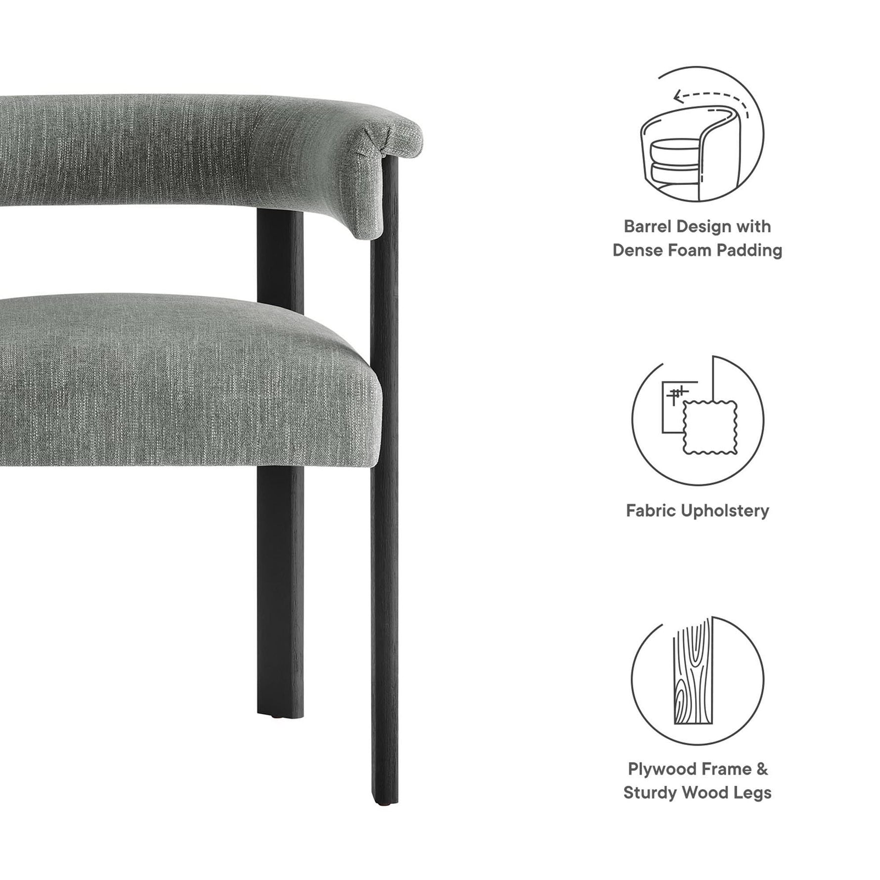 Imogen Fabric Upholstered Barrel Dining Chairs Set of 2