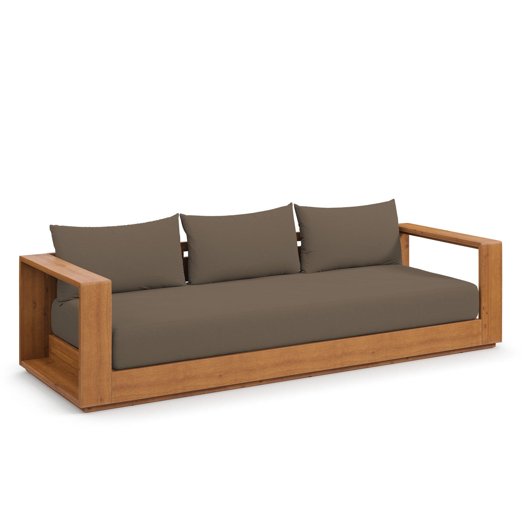 Tahoe Outdoor Patio Acacia Wood Ottoman by Modway