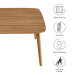 Vienna 46" Square Outdoor Patio Teak Wood Dining Table by Modway