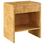 Hudson 1-Drawer Burl Wood Nightstand with Shelf