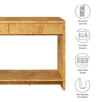 Hudson 2-Drawer Burl Wood Console Table by Modway