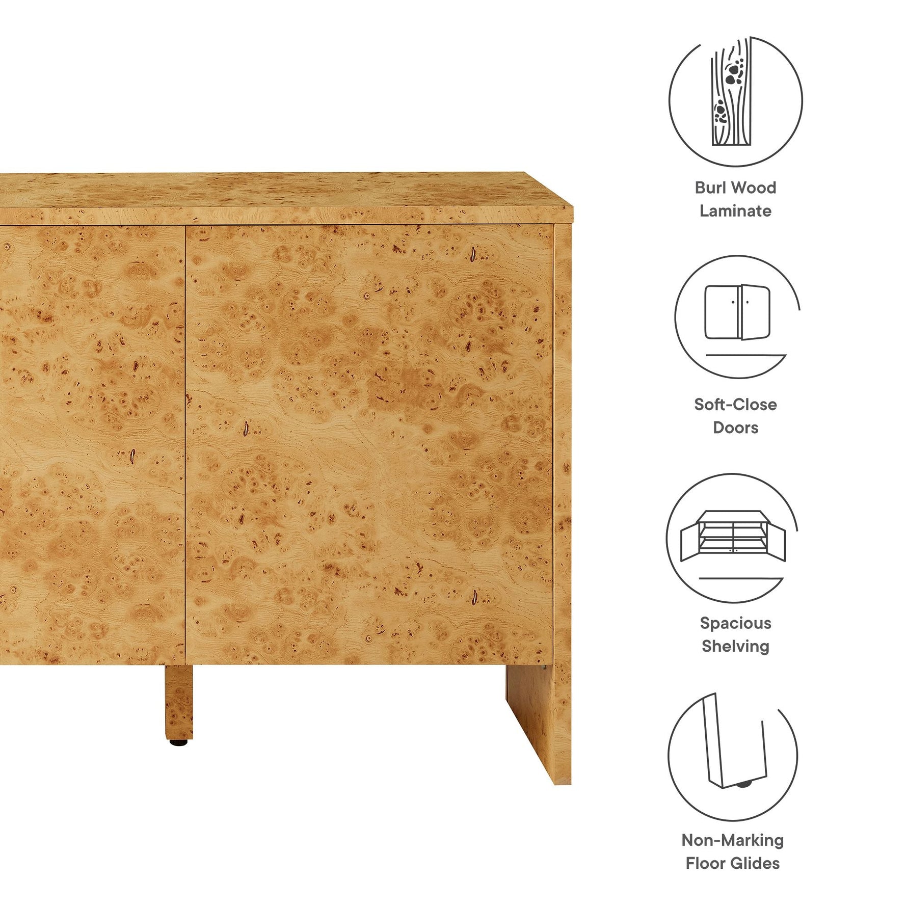 Hudson 60" Burl Wood Sideboard by Modway