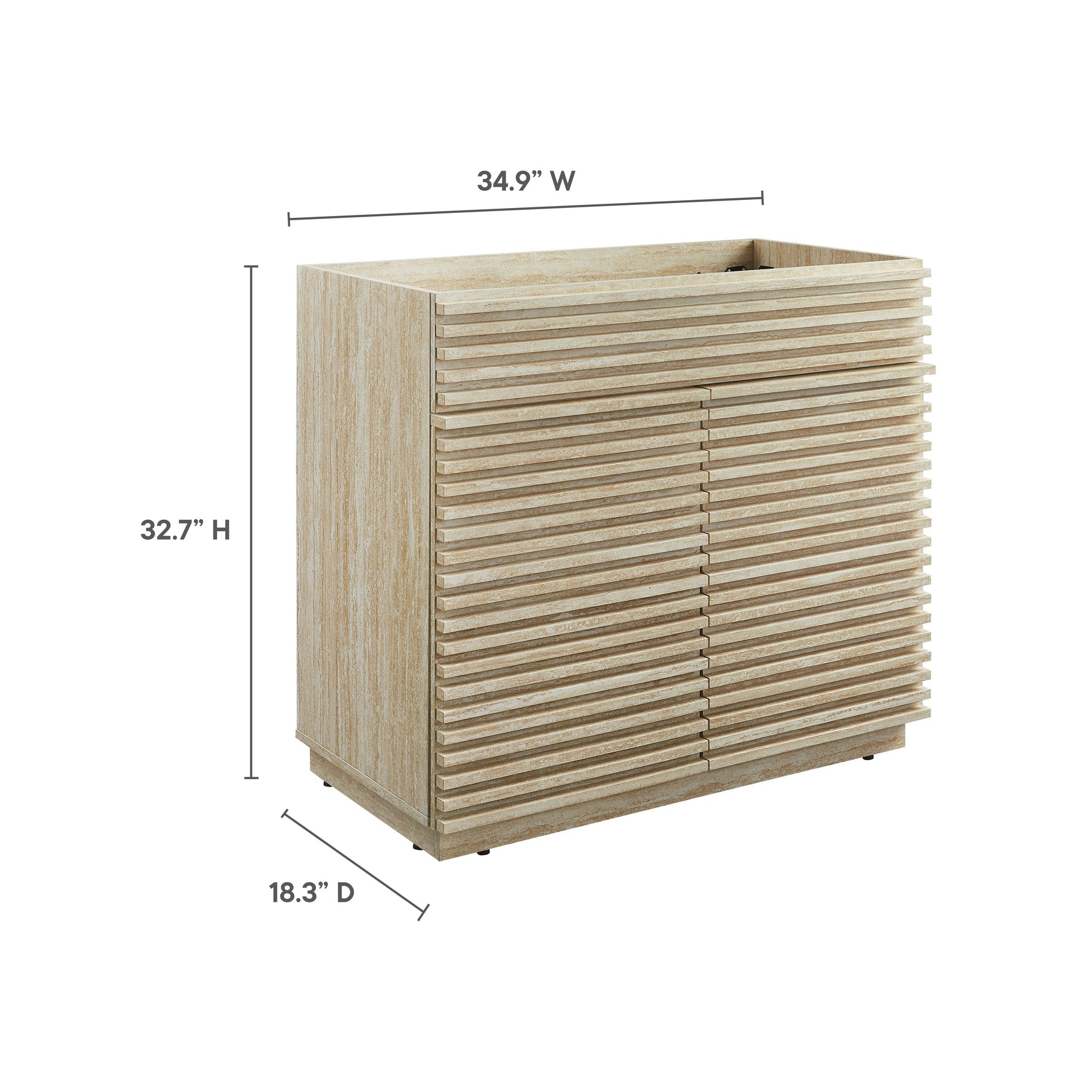 Render 36" Faux Travertine Bathroom Vanity Cabinet