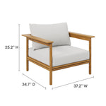 Wren Outdoor Patio Teak Wood Armchair and Ottoman Set by Modway