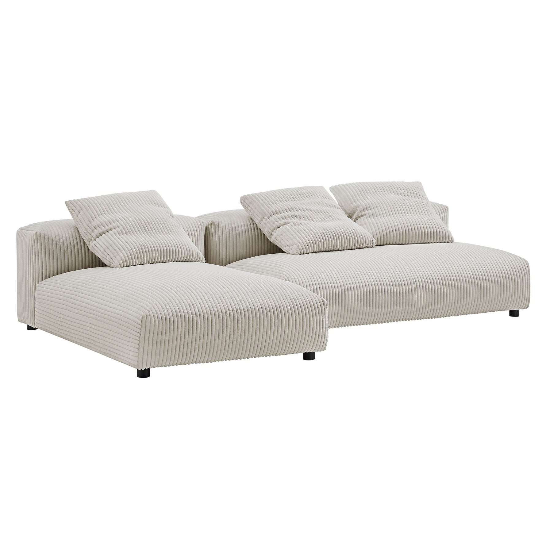 Solace 2-Piece Modular Corduroy Upholstered Sectional Sofa with Chaise