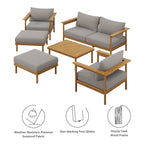 Wren 6-Piece Outdoor Patio Teak Wood Furniture Set by Modway