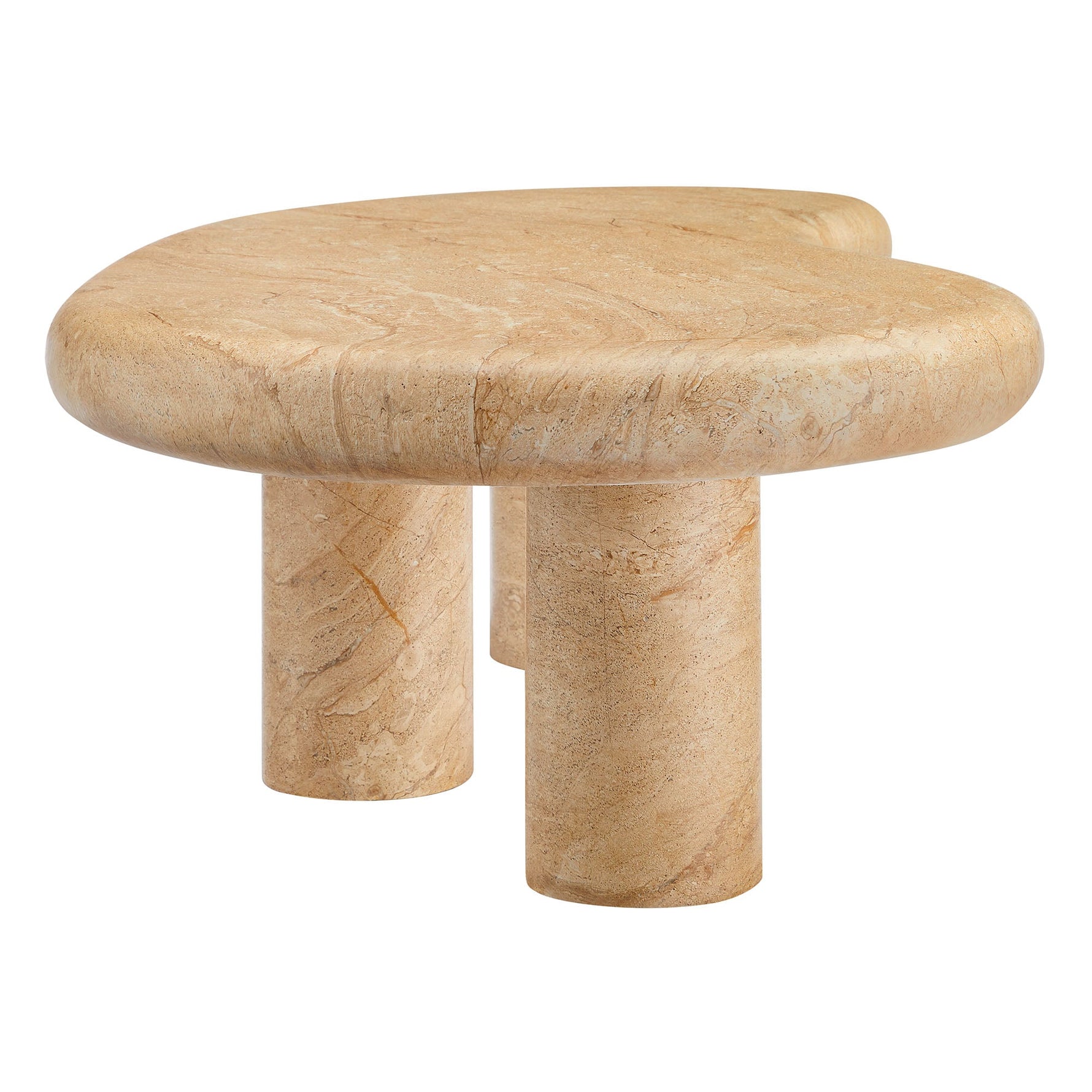 Elowen Indoor Outdoor Patio Textured Faux Travertine Coffee Table