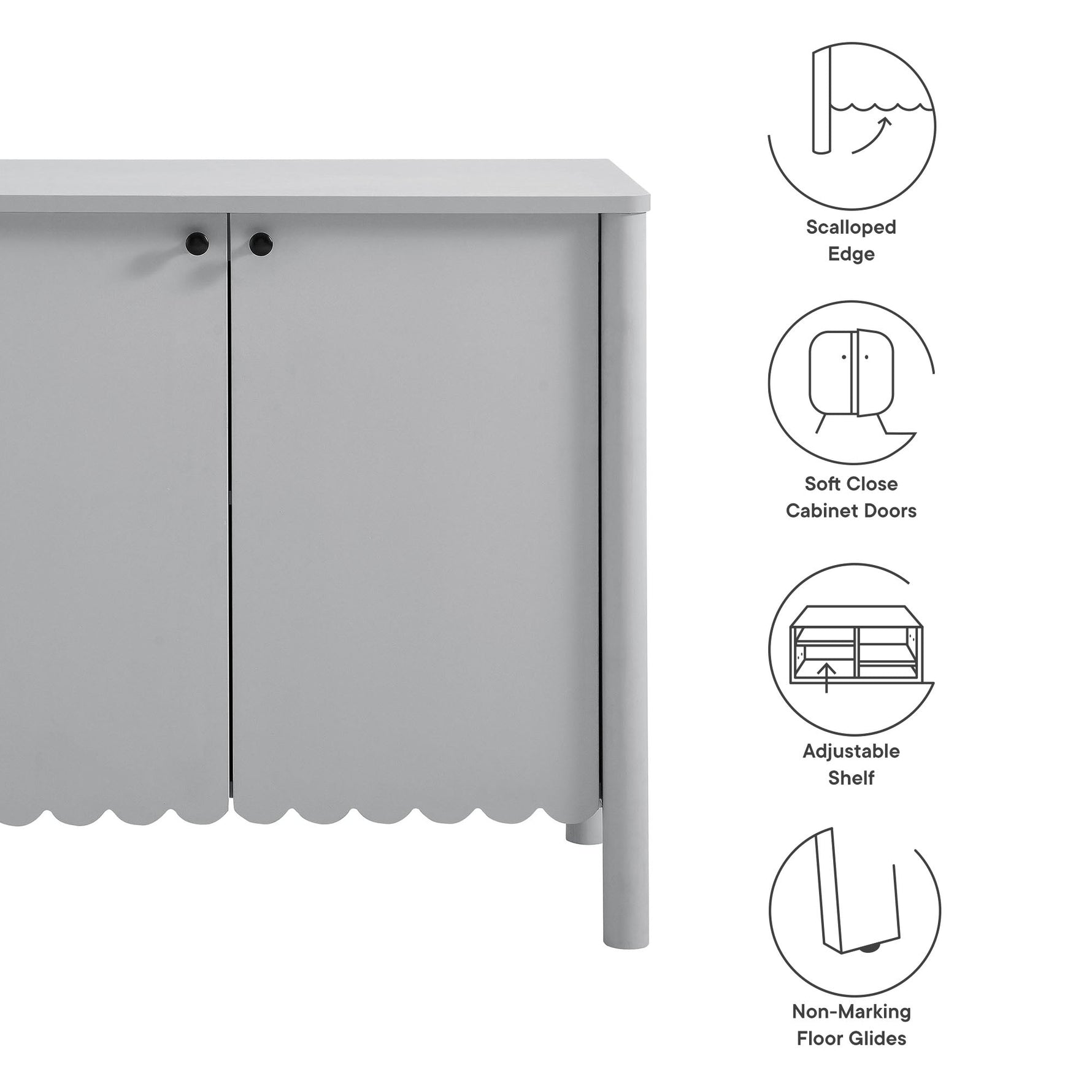 Emmeline 35" 2-Door Scalloped Sideboard Cabinet by Modway