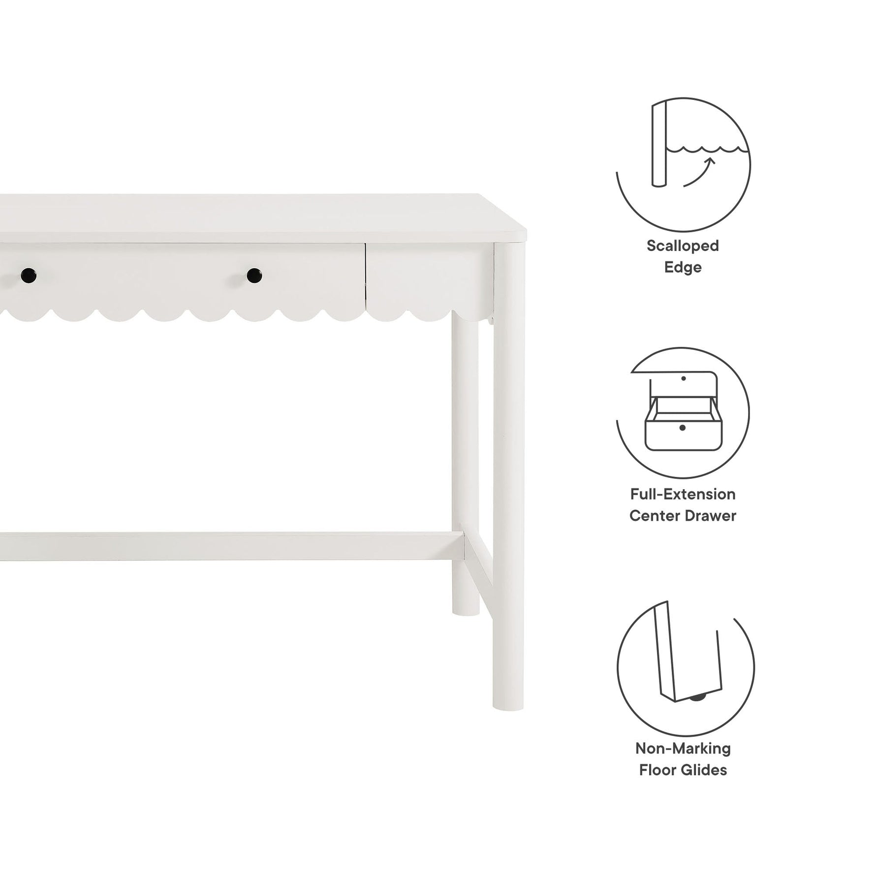 Emmeline 1-Drawer Scallop Writing Desk by Modway