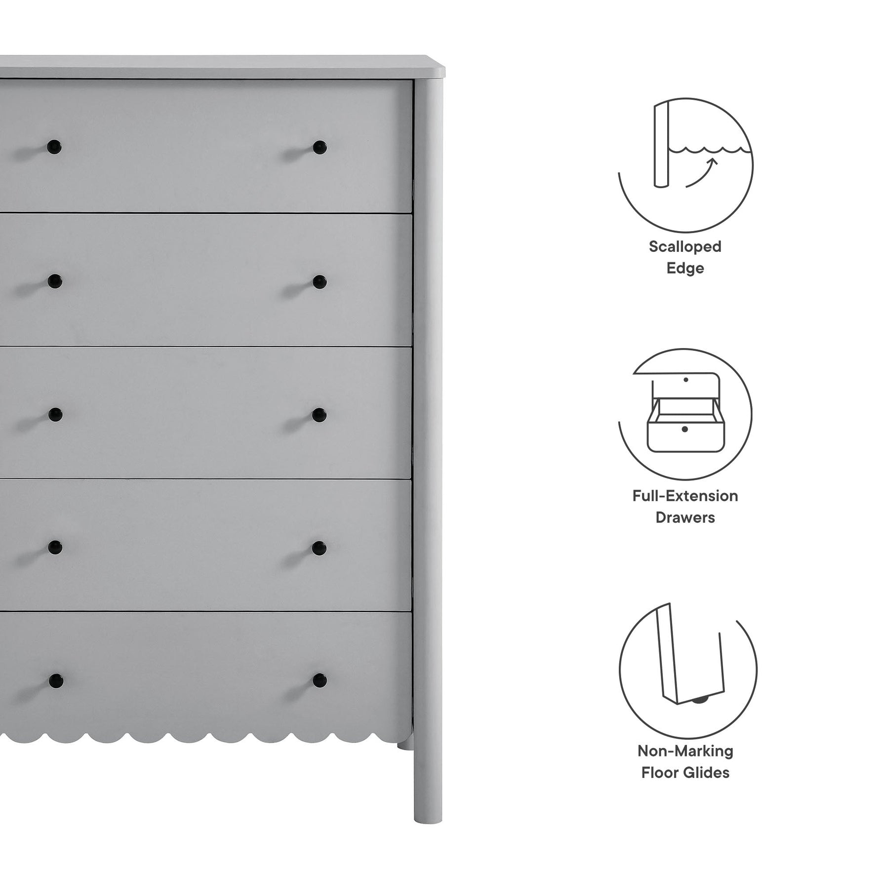 Emmeline Scalloped 5-Drawer Chest by Modway