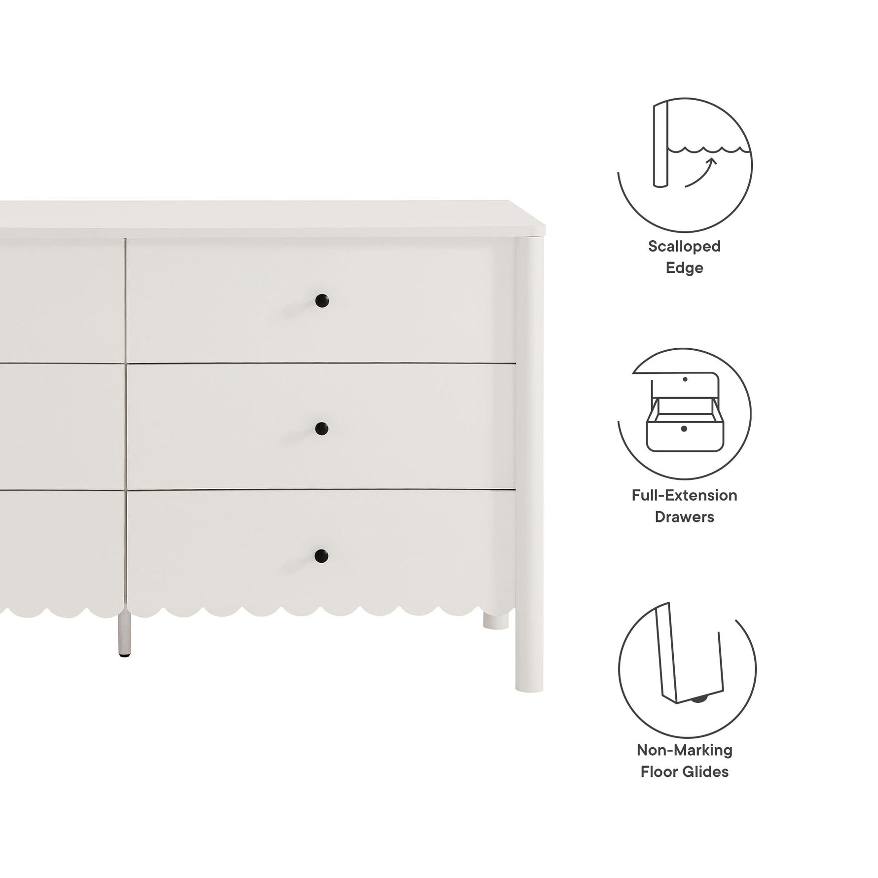 Emmeline Scalloped 6-Drawer Dresser by Modway