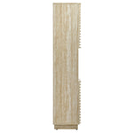 Render Tall Narrow Faux Travertine Linen Storage Cabinet