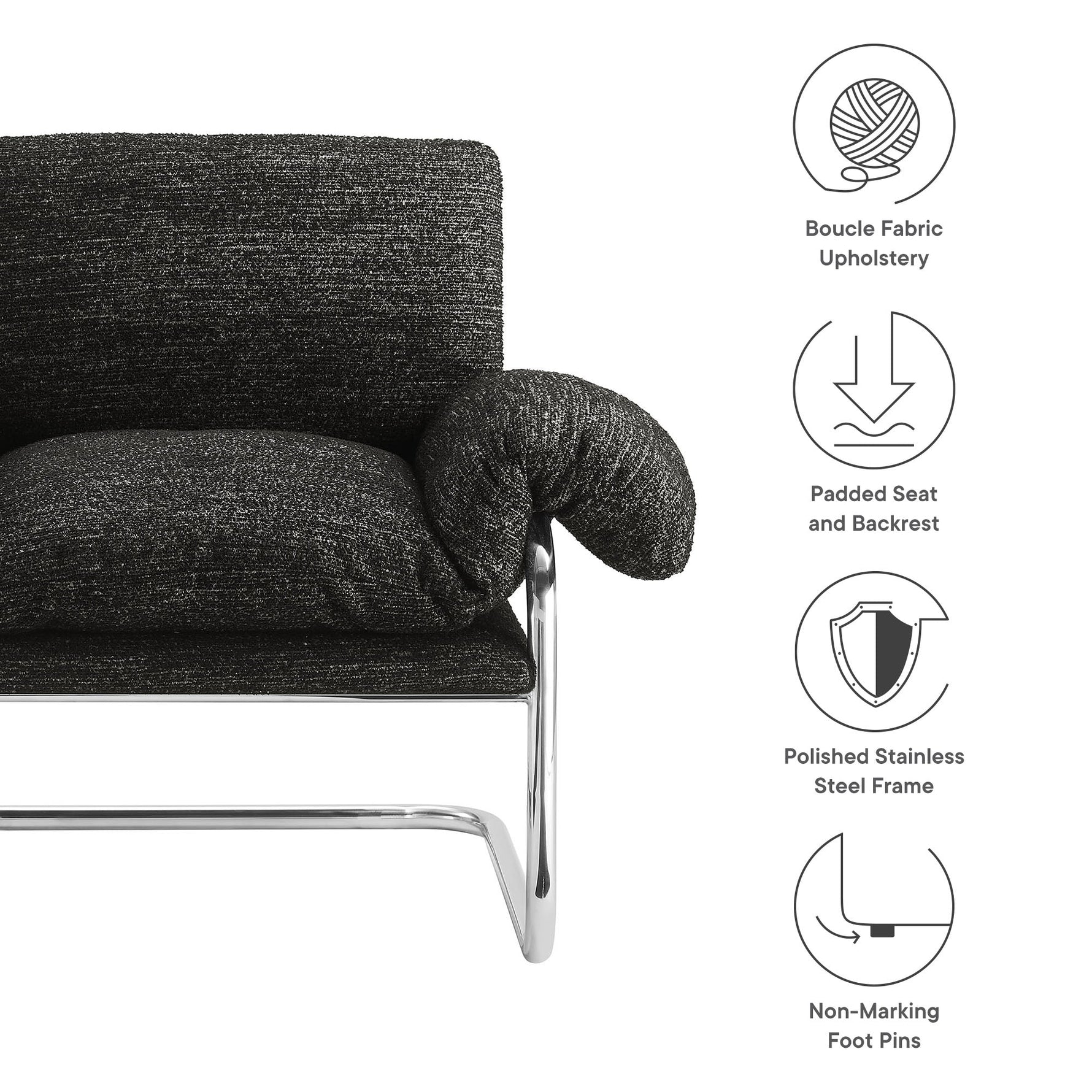 Ansel Boucle Fabric Accent Chair by Modway