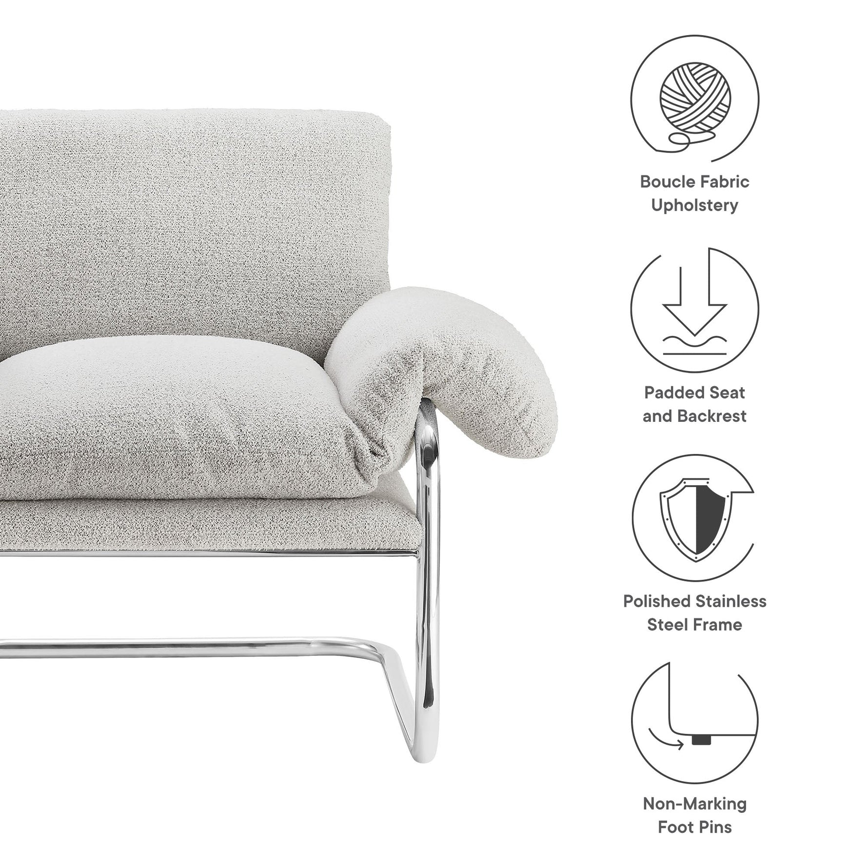 Ansel Boucle Fabric Accent Chair by Modway
