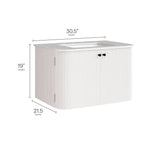 Zia 30" Wall-Mount Bathroom Vanity with Marble Sink