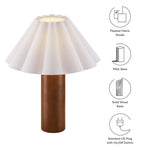 Flora Wood Table Lamp with Pleated Petal Shade by Modway