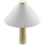 Cove Travertine Table Lamp With Pleated Shade by Modway