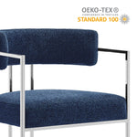Huron Curved Back Fabric and Metal Dining Accent Chair