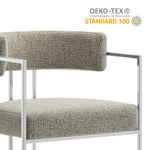 Huron Curved Back Fabric and Metal Dining Accent Chair