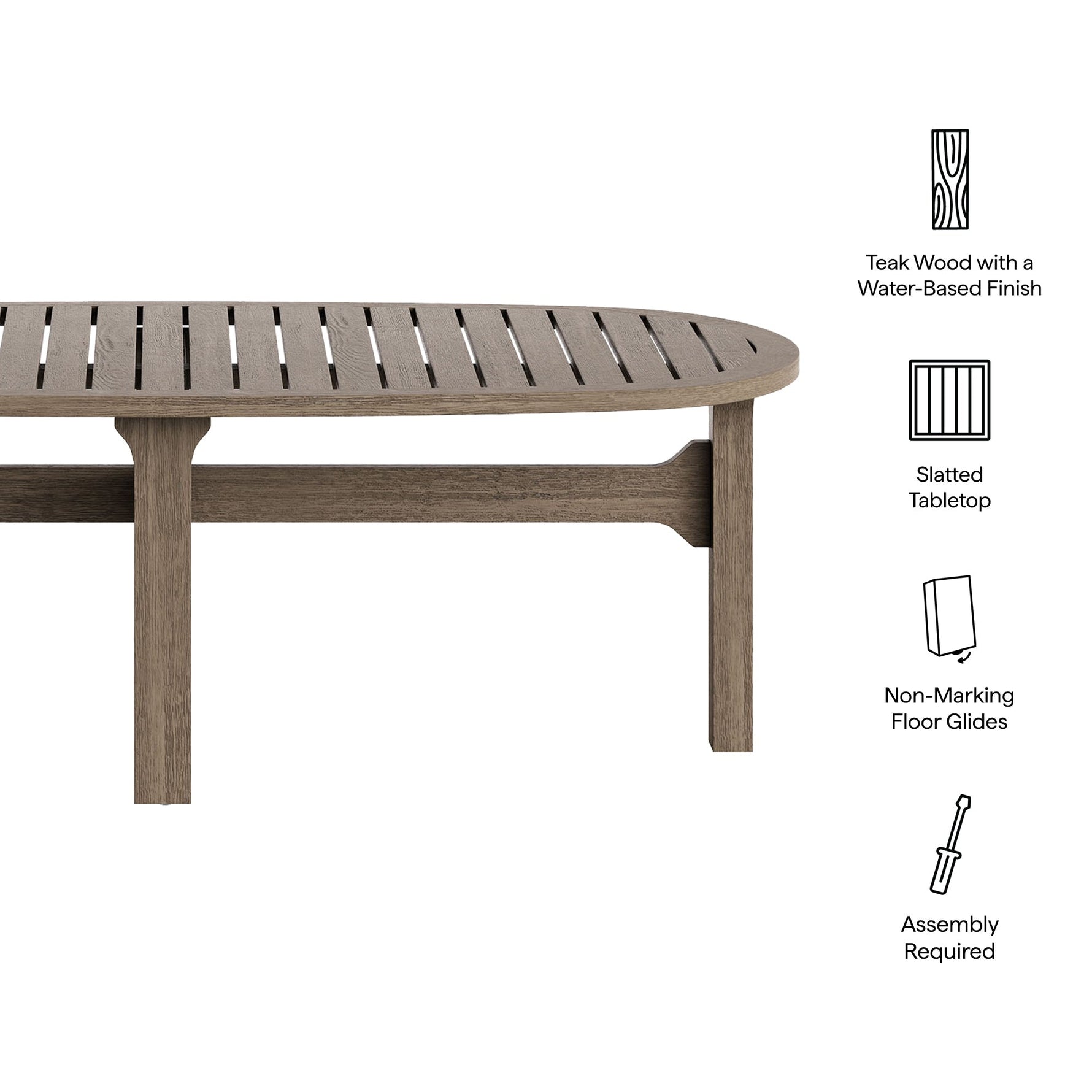 Saratoga Oval Outdoor Patio Teak Wood Coffee Table by Modway
