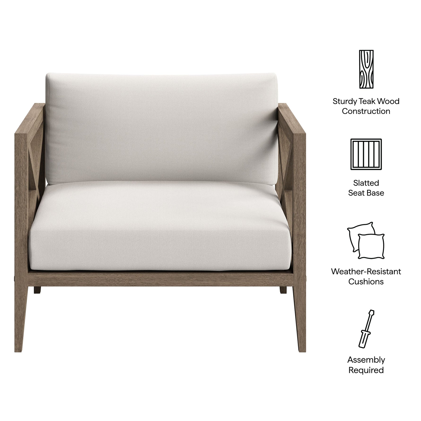 Northlake Outdoor Patio Teak Armchair by Modway