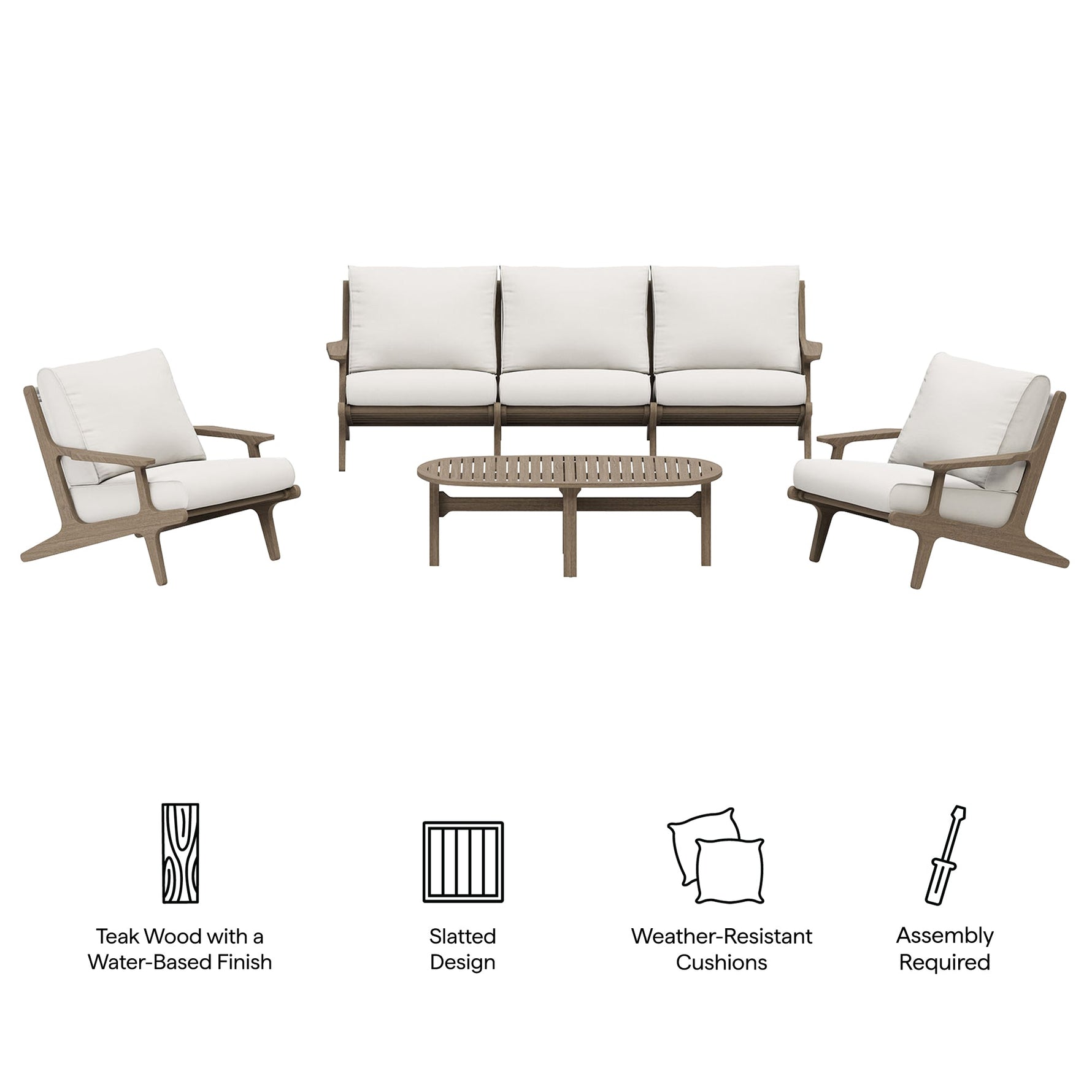Saratoga 4-Piece Outdoor Patio Teak Wood Furniture Set by Modway