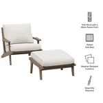 Saratoga Outdoor Patio Teak Wood Chair and Ottoman Set by Modway