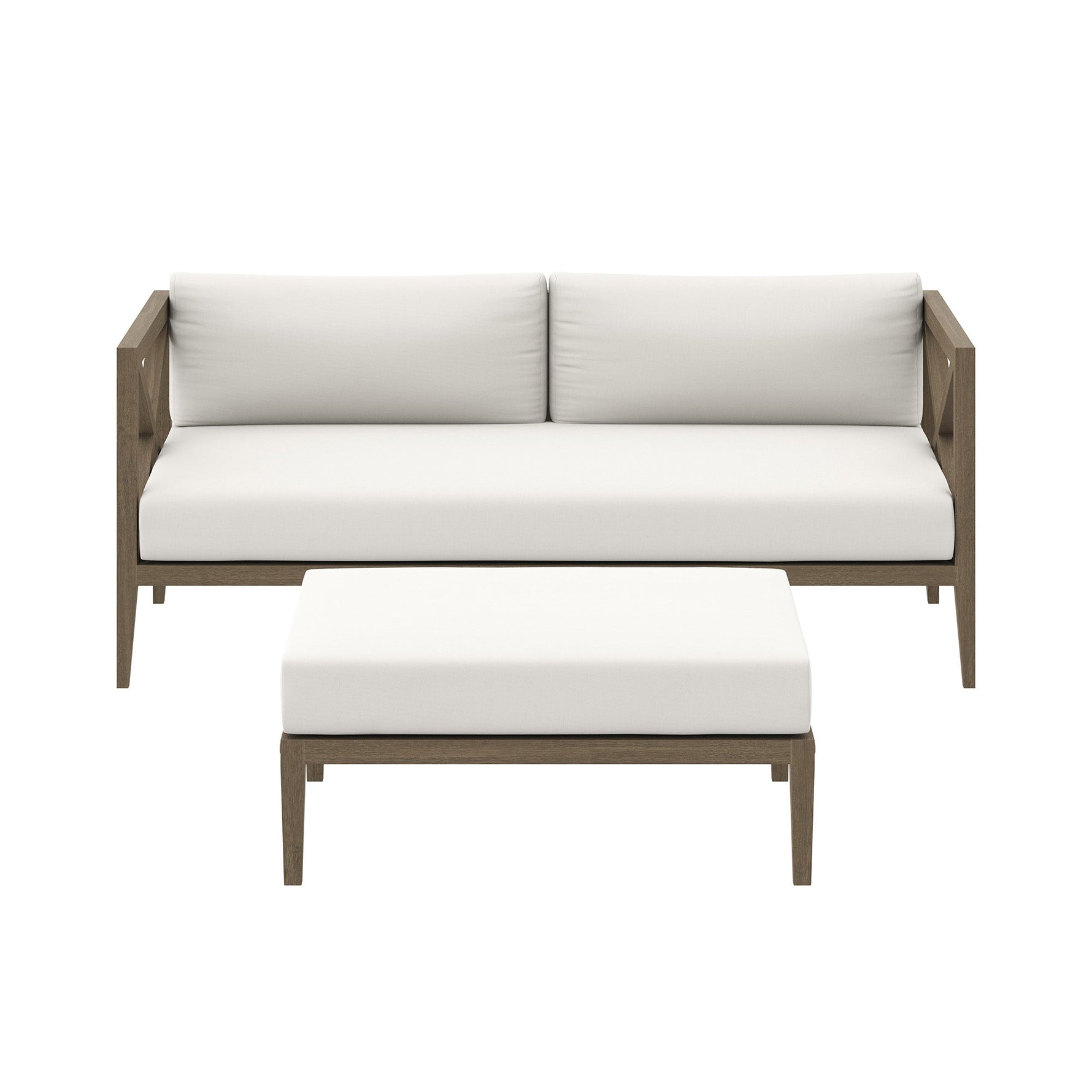 Northlake Outdoor Patio Teak Wood Loveseat and Ottoman Set by Modway