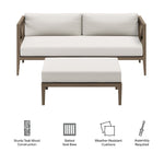 Northlake Outdoor Patio Teak Wood Loveseat and Ottoman Set by Modway