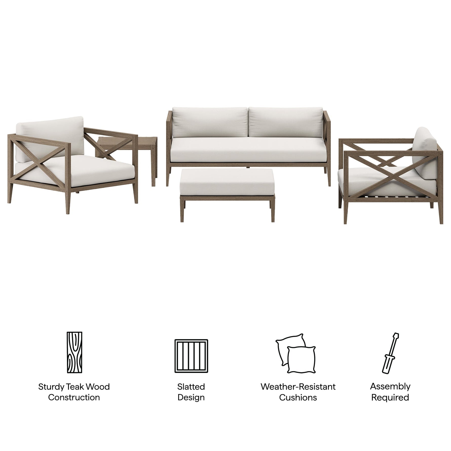 Northlake 5-Piece Outdoor Patio Teak Wood Furniture Set by Modway