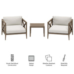 Northlake 3-Piece Outdoor Patio Teak Wood Furniture Set