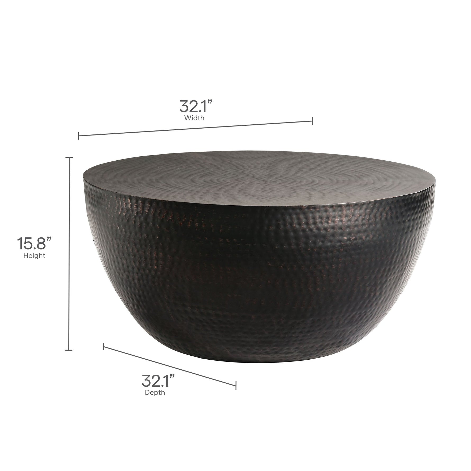 Mella 32 Inch Metal Hammered Coffee Table by Modway