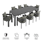 Tahoe 9-Piece Outdoor Patio Aluminum Dining Set with Extendable Table by Modway
