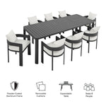 Tahoe 9-Piece Outdoor Patio Aluminum Dining Set with Extendable Table by Modway