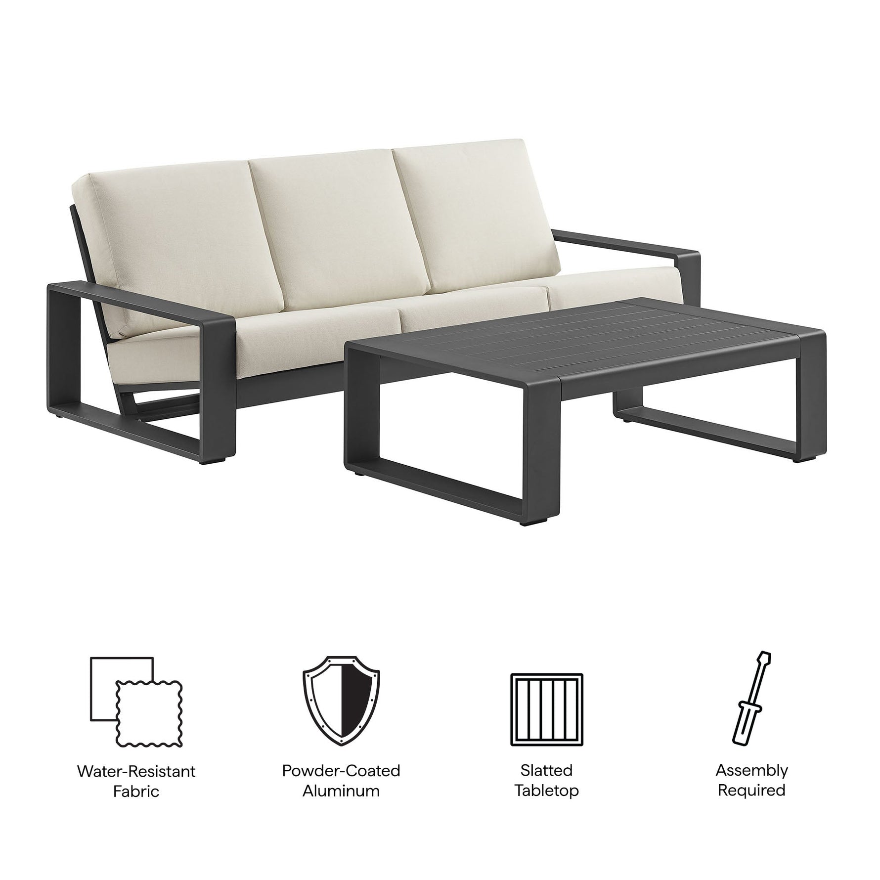 Lirienne 2-Piece Outdoor Patio Aluminum Furniture Set by Modway