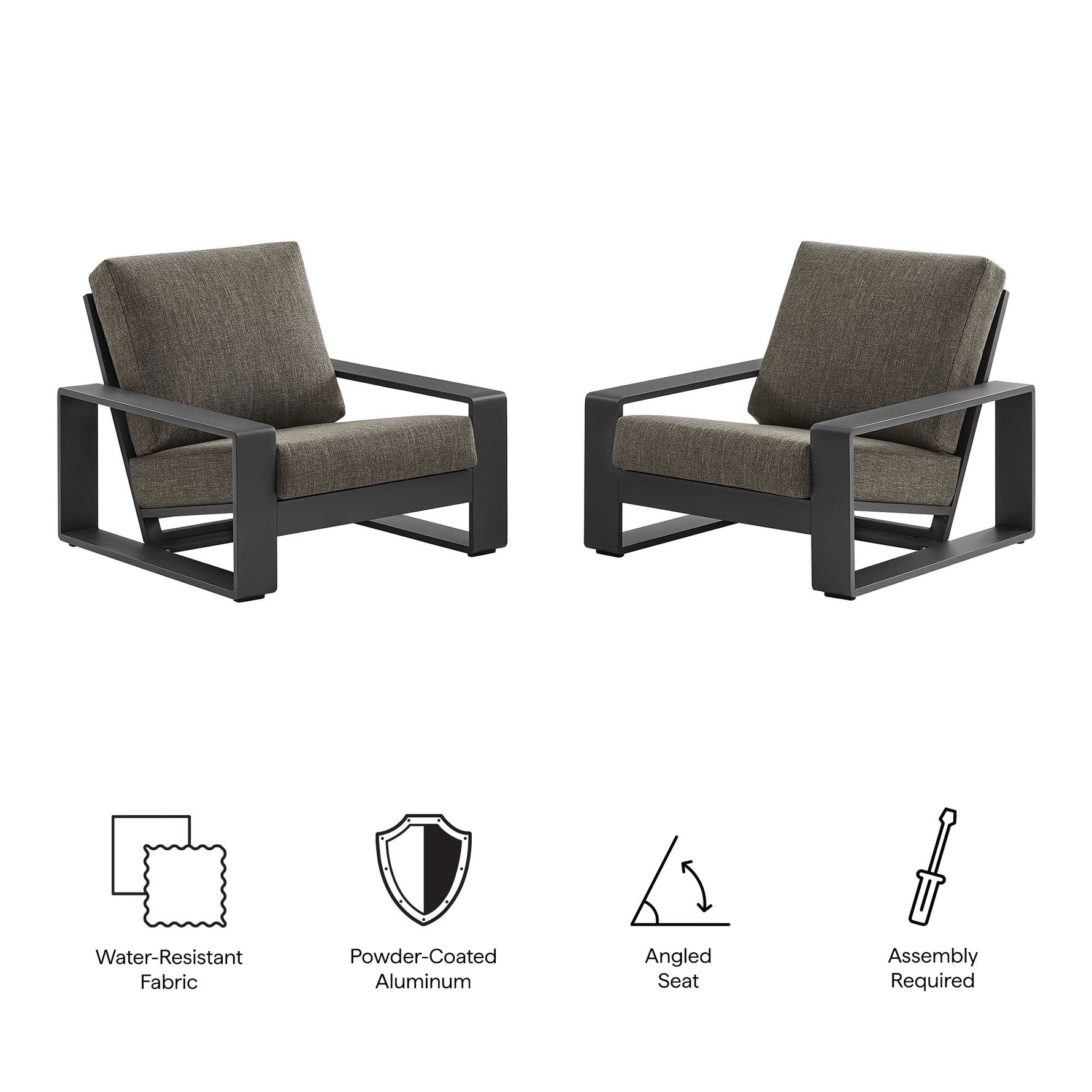 Lirienne Outdoor Patio Aluminum Faux Wood Armchairs Set of 2 by Modway