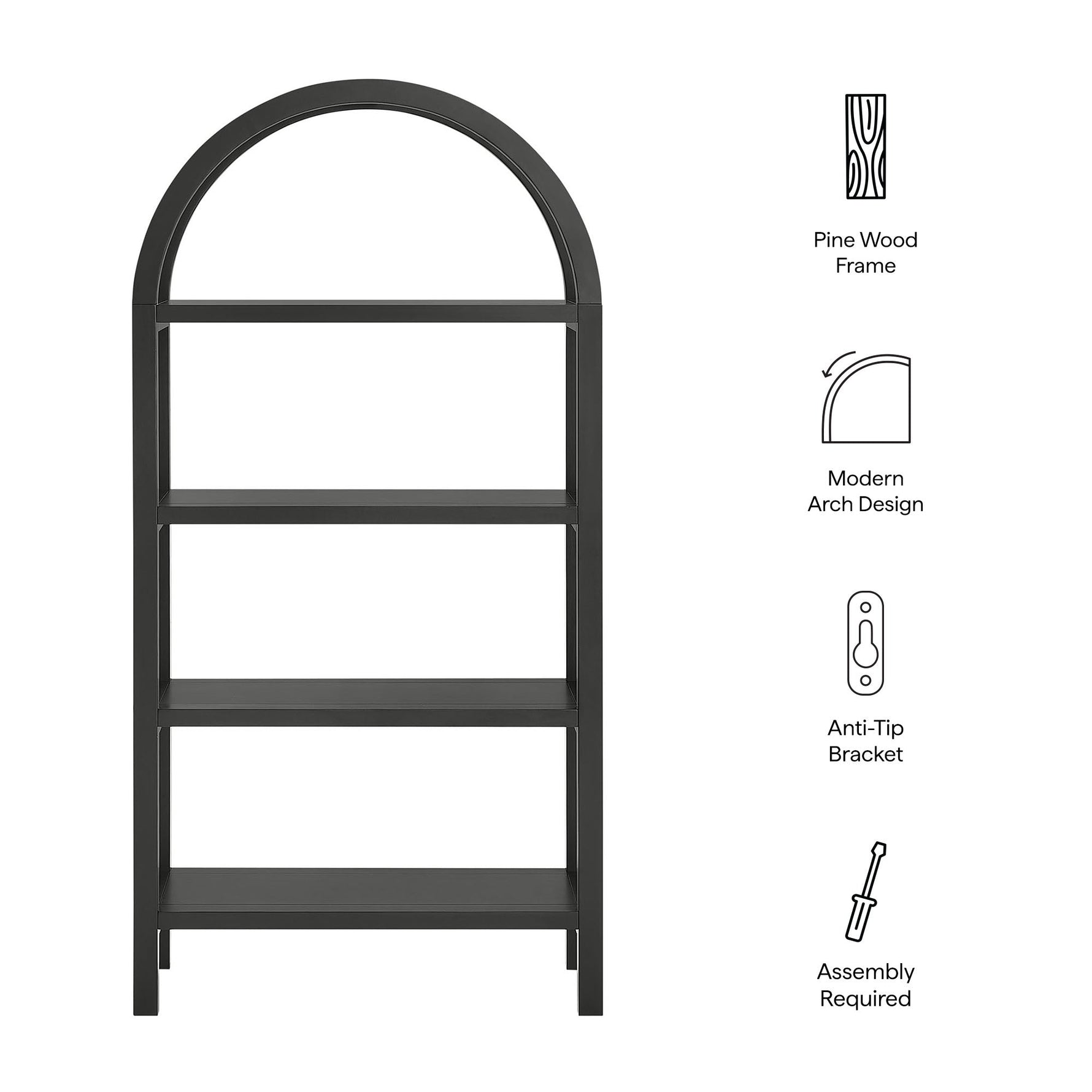 Vexley 60 Inch Arched Bookshelf by Modway