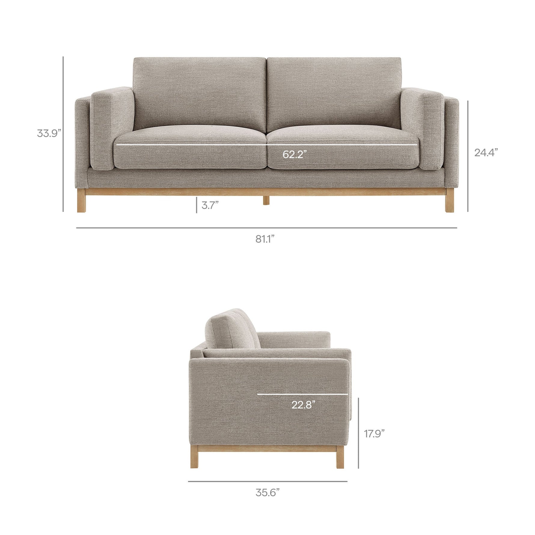 Roscoe 81 Inch Fabric Sofa by Modway