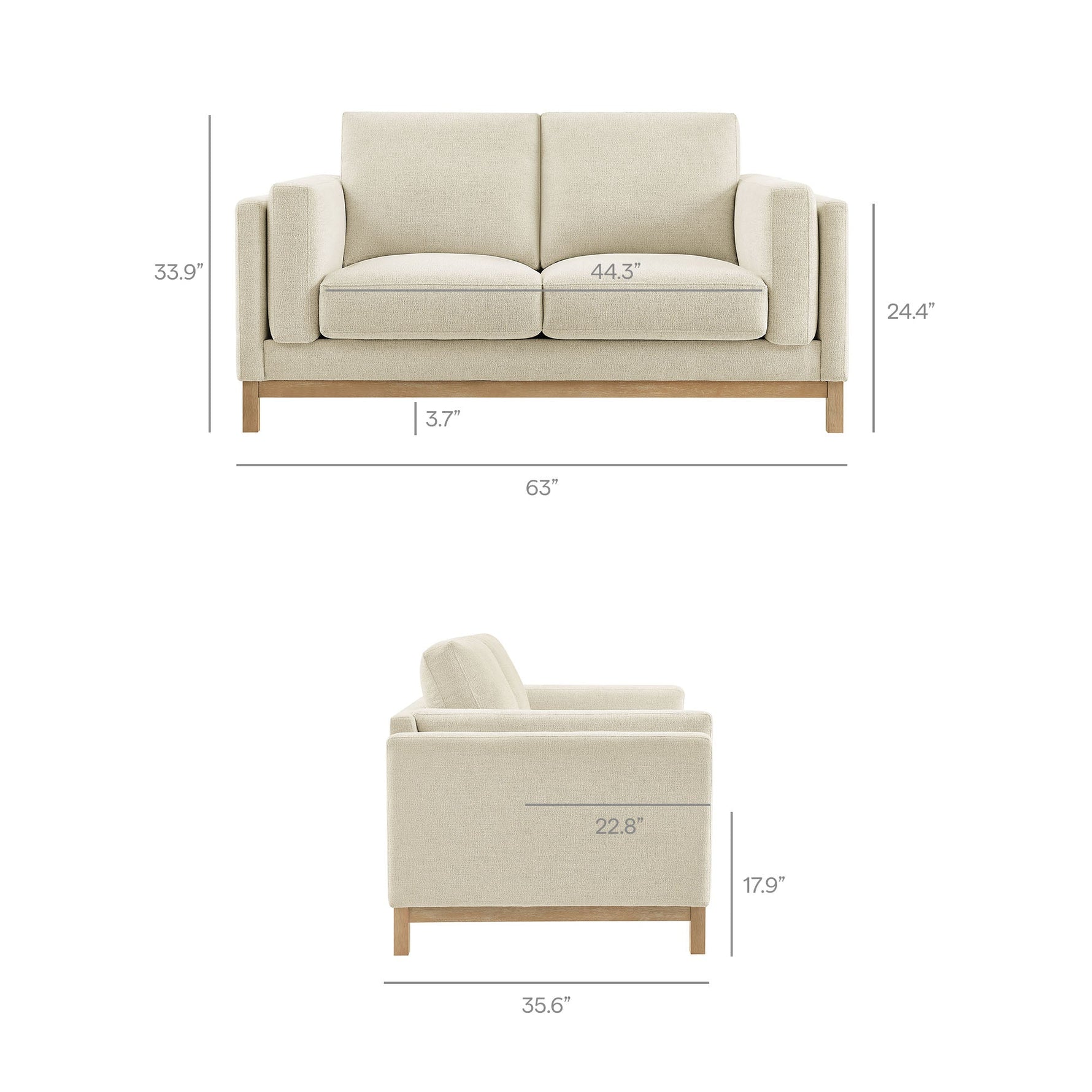 Roscoe 63 Inch Fabric Loveseat by Modway