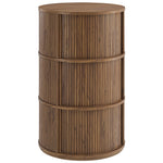Clement Round Pedestal Stand Storage Table with Sliding Tambour Doors