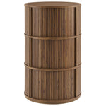 Clement Round Pedestal Stand Storage Table with Sliding Tambour Doors